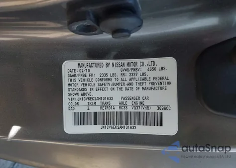 2010 Infiniti G37 Anniversary Edition z USA, uszkodzony, nr VIN JN1CV6EK2AM101632